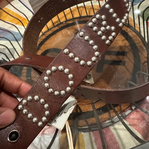Double RL (RRL) Brown Leather Studded Belt - Picture 4 of 9
